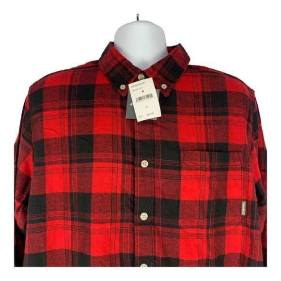 Eddie Bauer Mens XL Red & Black Plaid 100% Cotton Button-Down Shirt - Picture 10 of 10